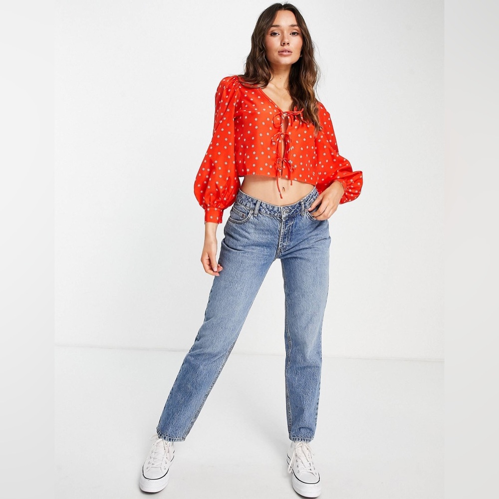 Levi's Fawn Tie Blouse in Red Orange.Like new, only wore it for a few hours .